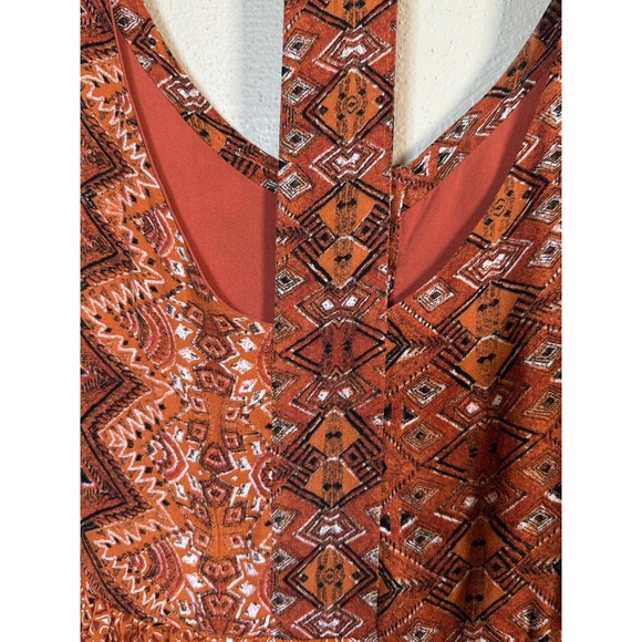Free People Women's Sundown Babydoll Dress T Back Scoop Neck Lined Boho Orange L - Picture 10 of 15